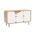 **Buffets en bois avec portes striées et pieds en métal**