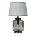 **Lampe de table en verre fumé avec abat-jour en tissu**