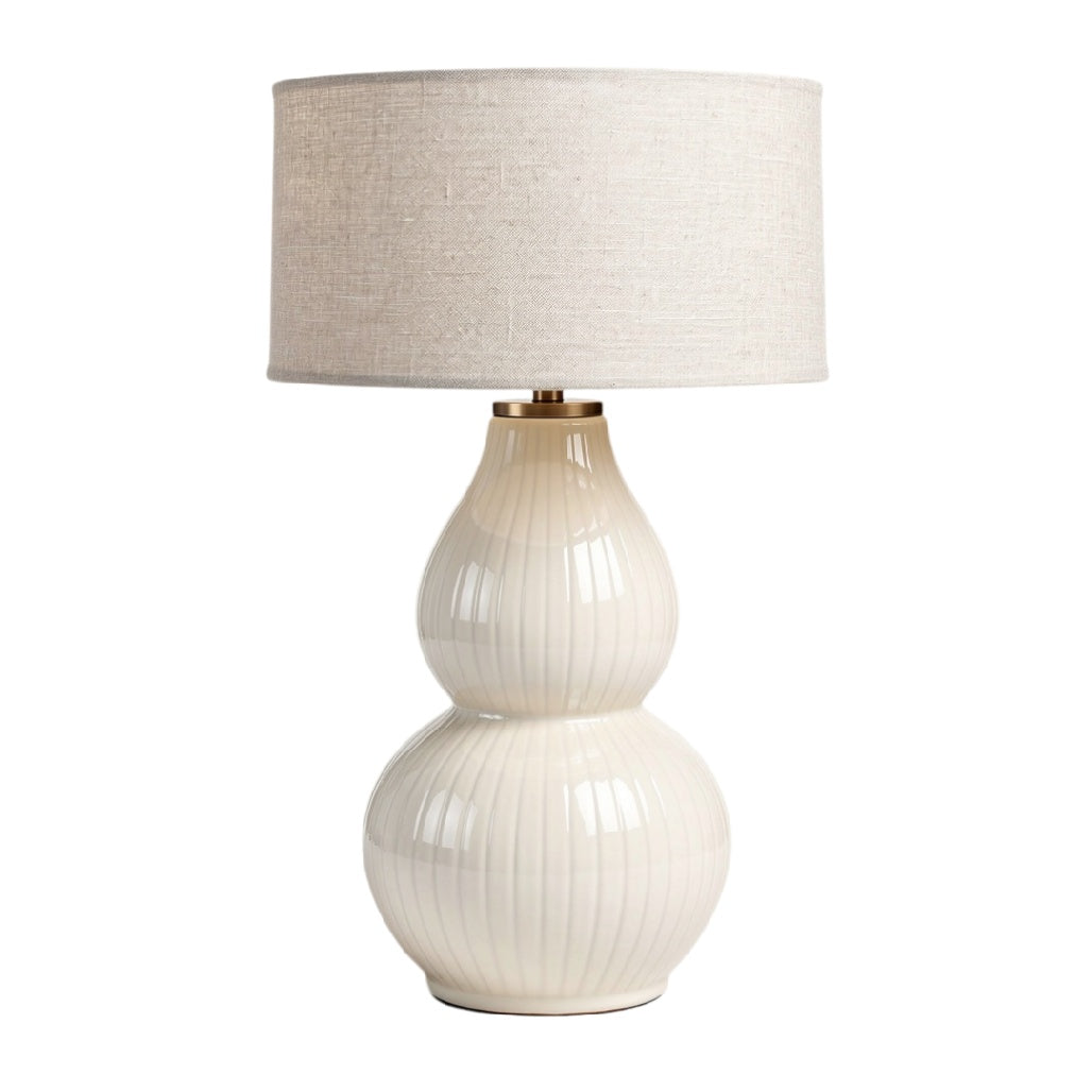 **Lampe de table en céramique avec abat-jour en lin**