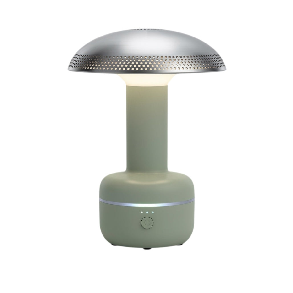 **Lampe LED portable avec finition métallique et base en plastique vert**