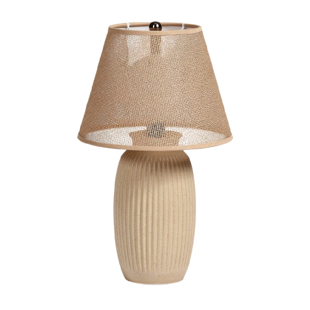 ### **Lampe de table en céramique avec abat-jour en jute**